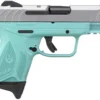 Ruger Security-9 Compact 9mm Pistol with Silver Cerakote Slide and Turquoise Frame