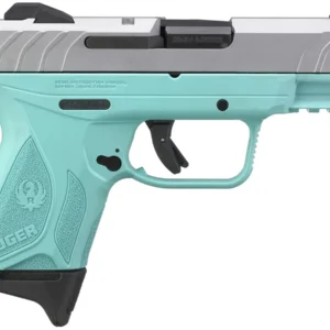 Ruger Security-9 Compact 9mm Pistol with Silver Cerakote Slide and Turquoise Frame